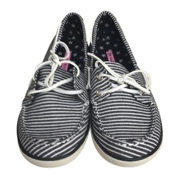 Rock & Candy Shoes - 🌈 Navy & white stripe boat shoes size 7.5